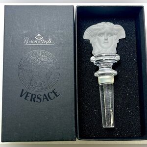 Versace Rosenthal Medusa Crystal Wine Bottle Stopper Clear Frosted Head NIB